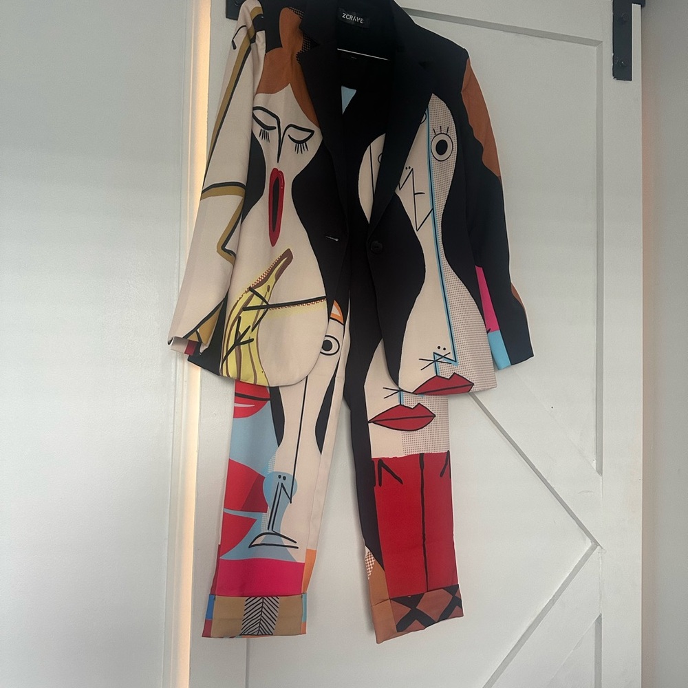 Z Crave Red and Pink Color-Blocked Pantsuit